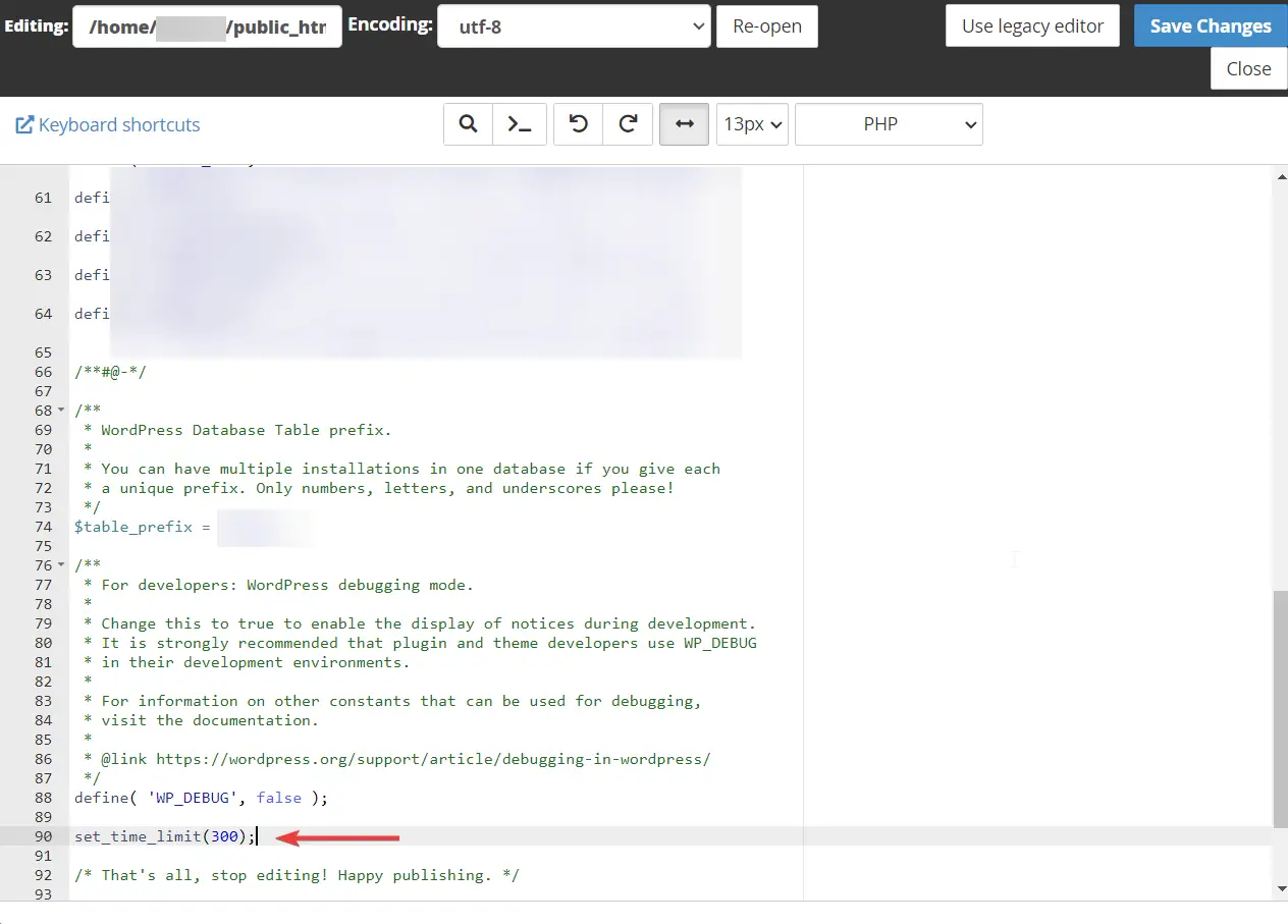 aumentando el tiempo máximo de ejecución en wpconfig
