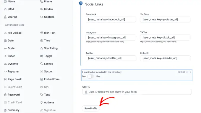 คลิกปุ่มบันทึกโปรไฟล์เมื่อเสร็จสิ้น Click the Save Profile Button When Finished