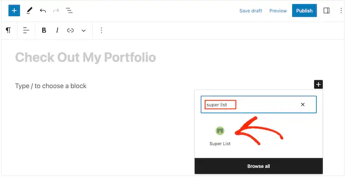 Le bloc WordPress Super List The Super List WordPress block