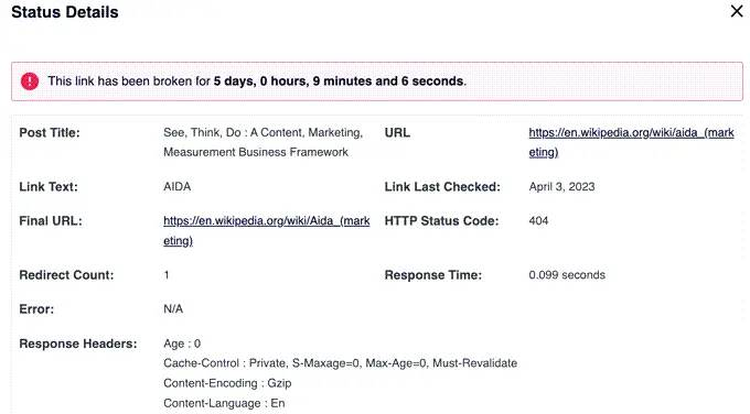 dapatkan-status-detail-tautan-rusak get status details for broken links