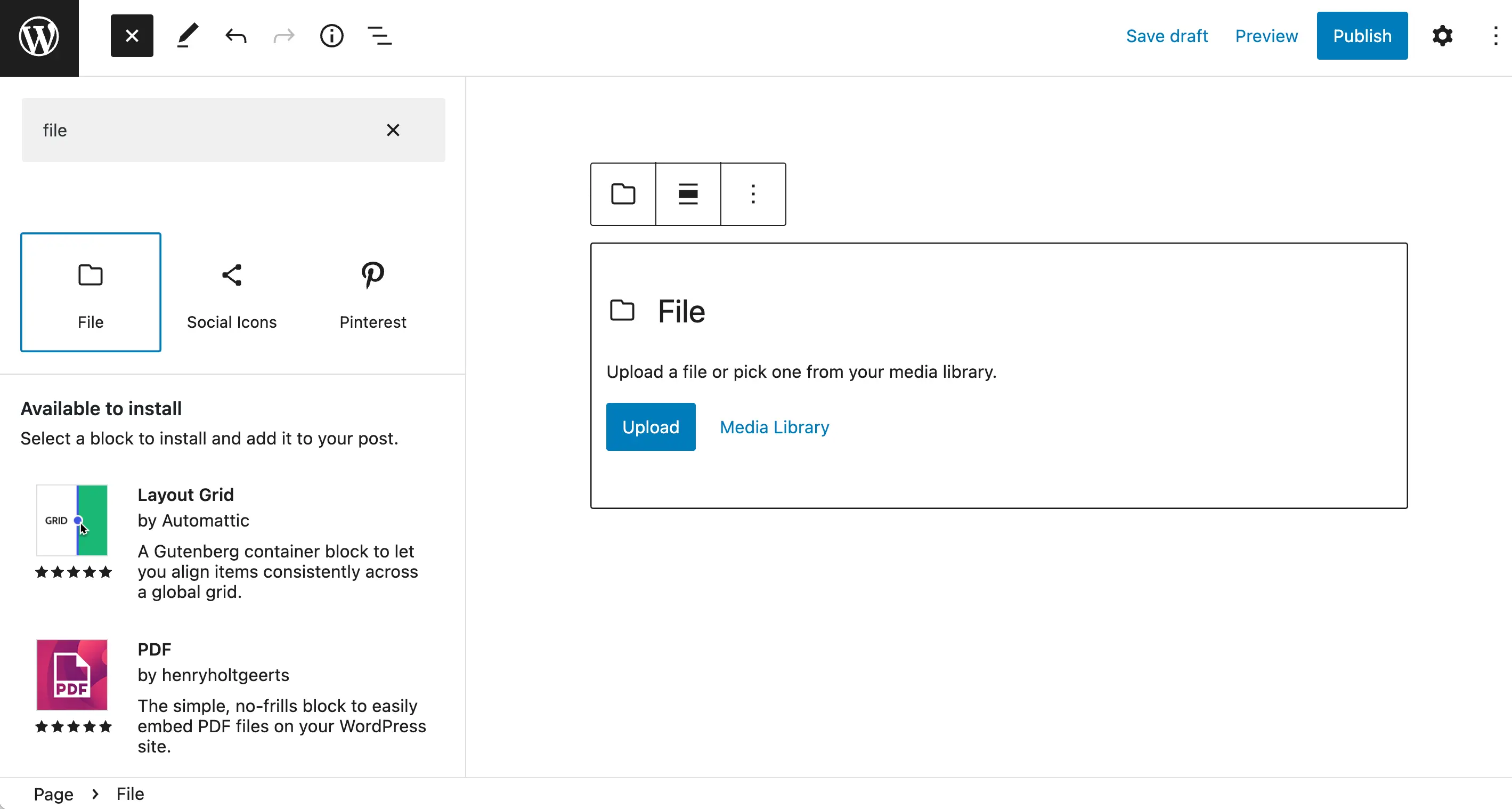 Blok File WordPress