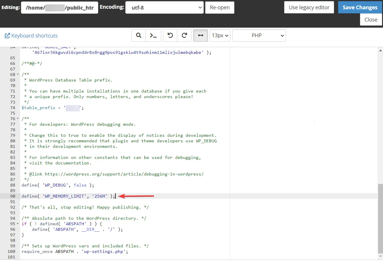 aumentare il limite di memoria php in wpconfig