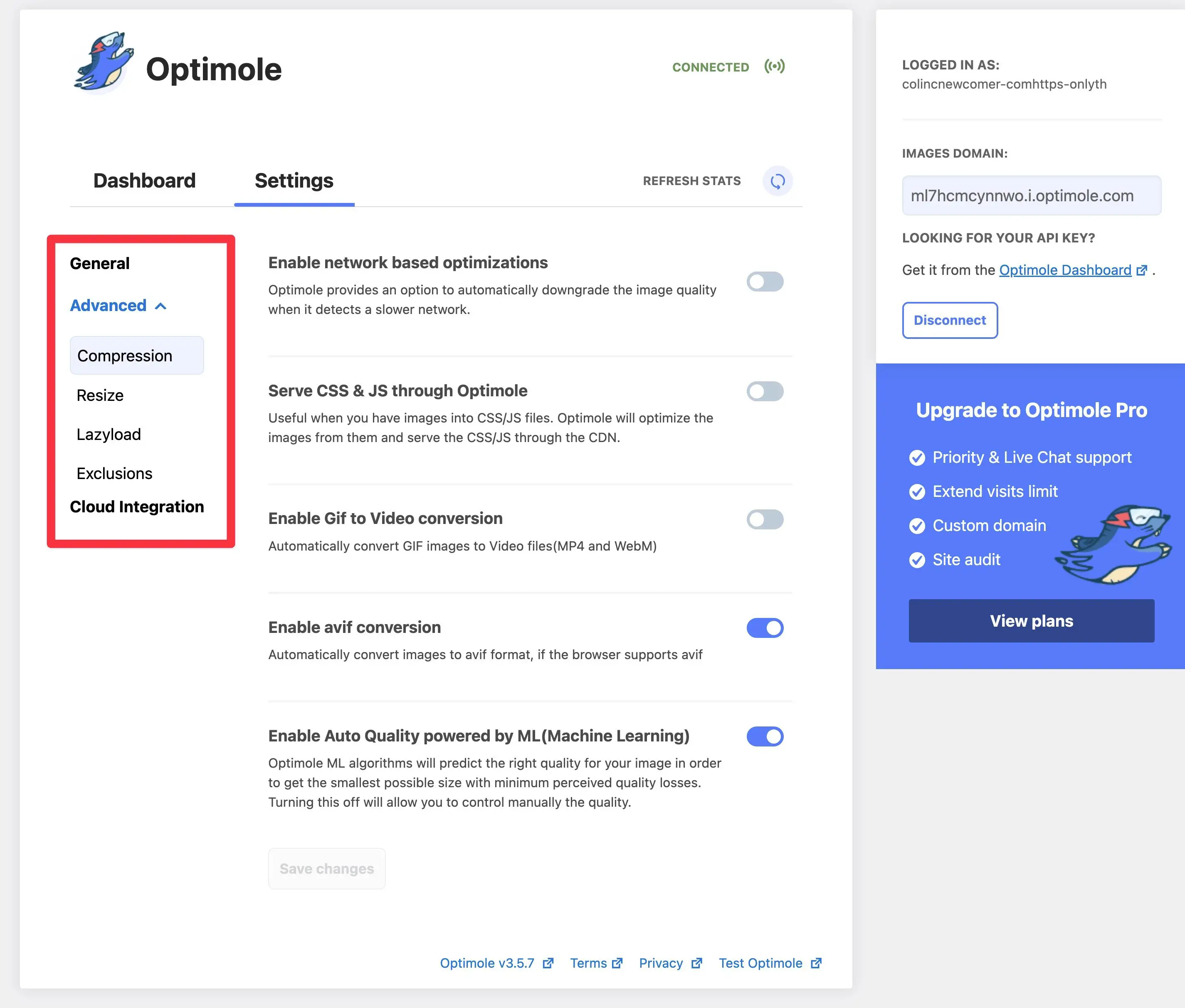 Pengaturan Optimole lainnya