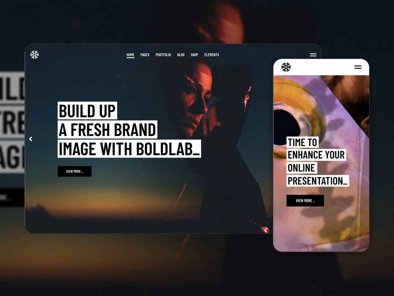 Collage del tema Boldlab per i siti Web delle agenzie digitali creative di WordPress.