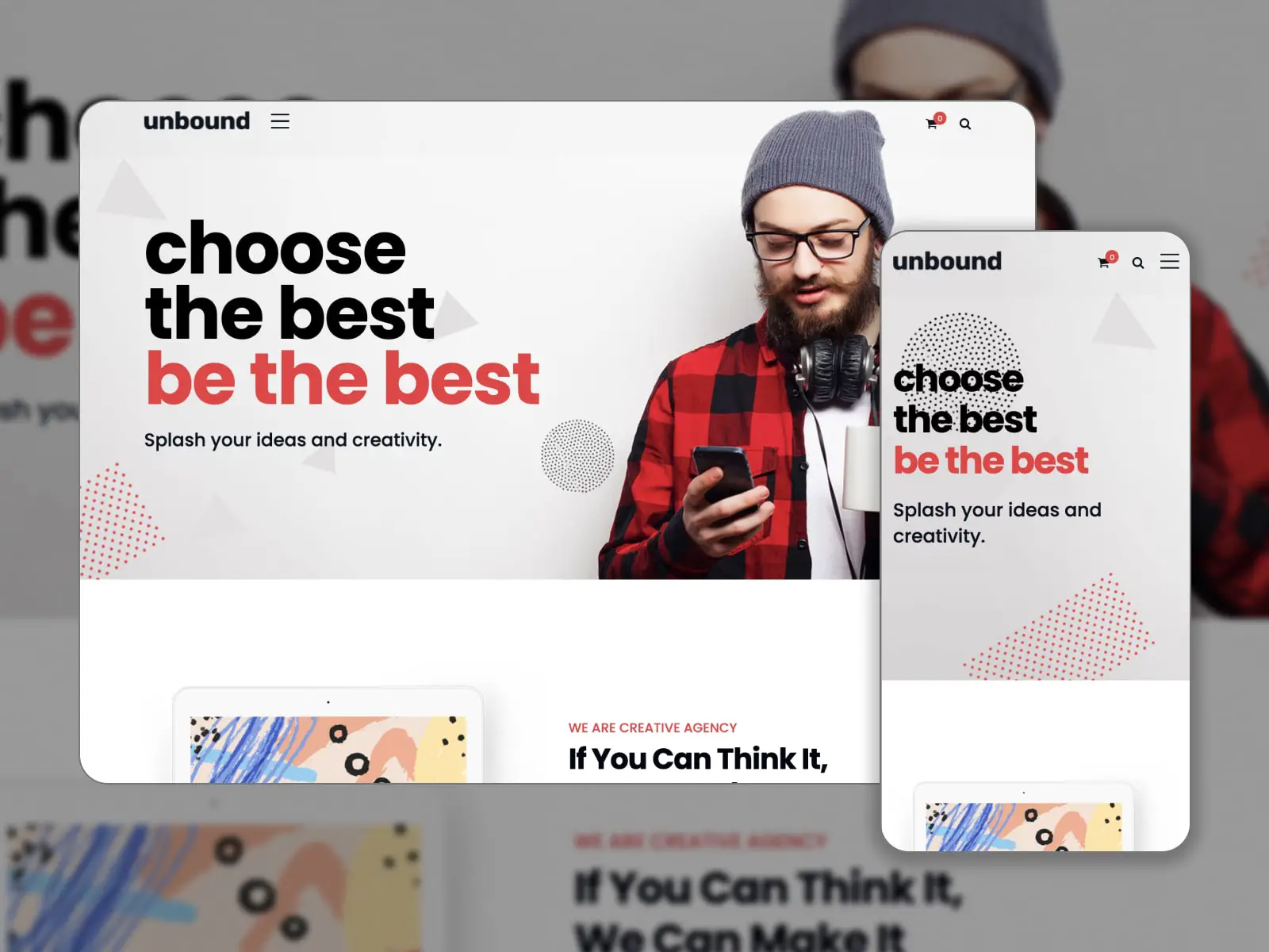 Collage del tema Unbound dell'agenzia digitale per i siti Web WordPress.