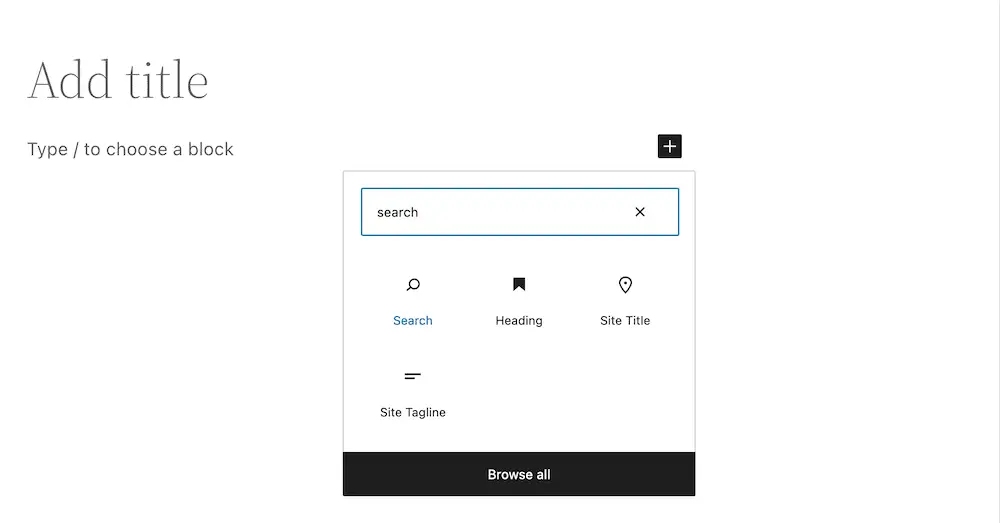 Menemukan Blok WordPress Pencarian Ajax menggunakan fungsionalitas Editor Blok bawaan.