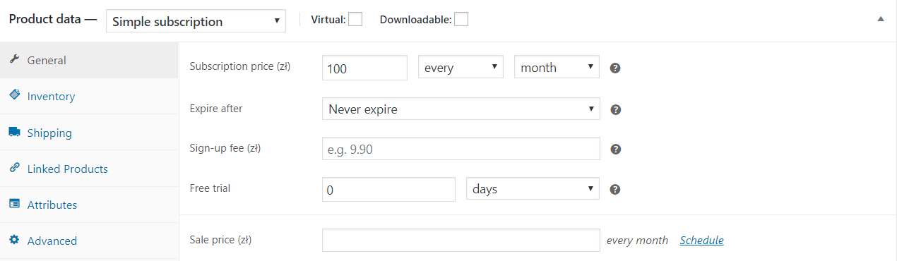 WooCommerce 中的簡單訂閱產品