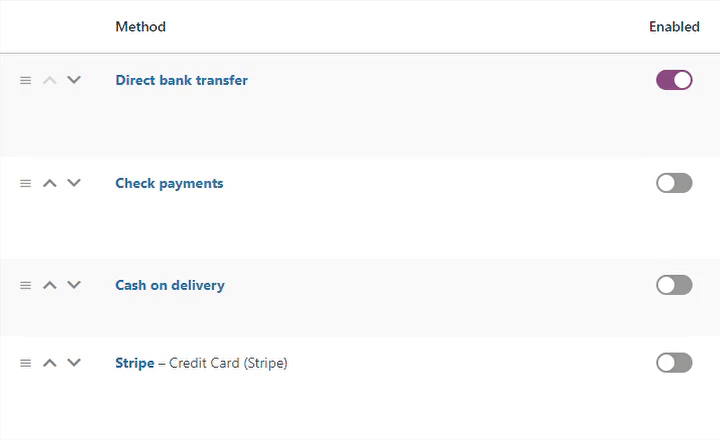 Setări pentru metodele de plată WooCommerce