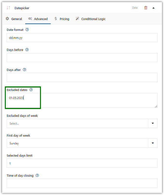 WooCommerce datepicker プラグインの除外日