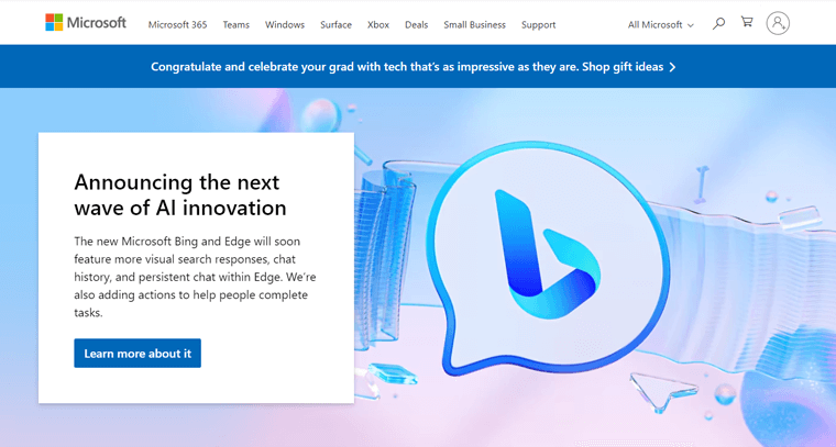 Microsoft 비즈니스 웹 사이트 예