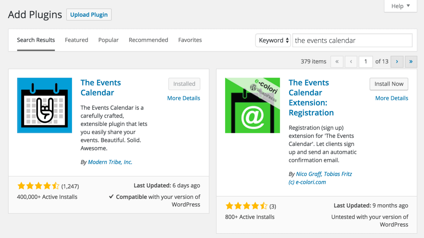 Plugin pentru calendarul evenimentelor