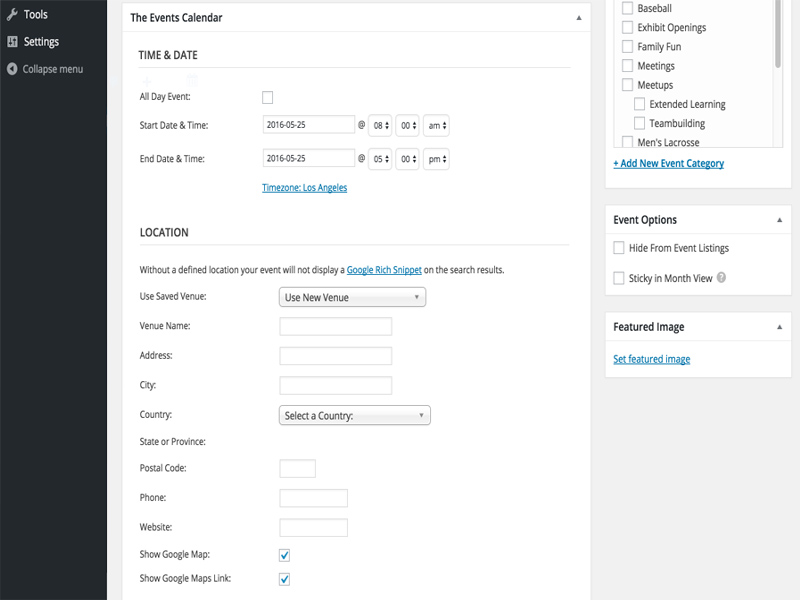 Plugin pentru calendarul evenimentelor