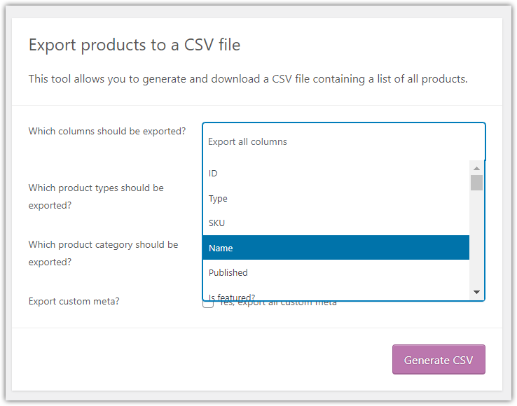 將產品導出到 csv 文件
