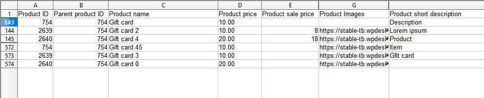 在 Excel 中編輯 CSV 導出的產品