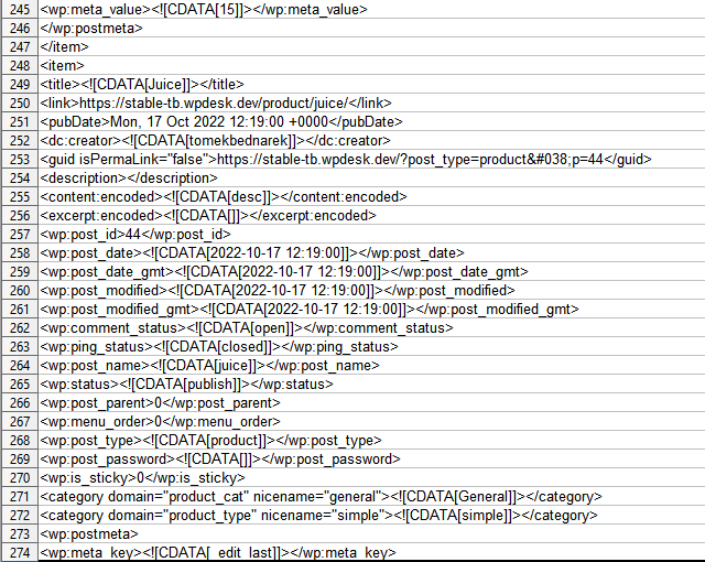 WordPress 導出器 XML 電子表格