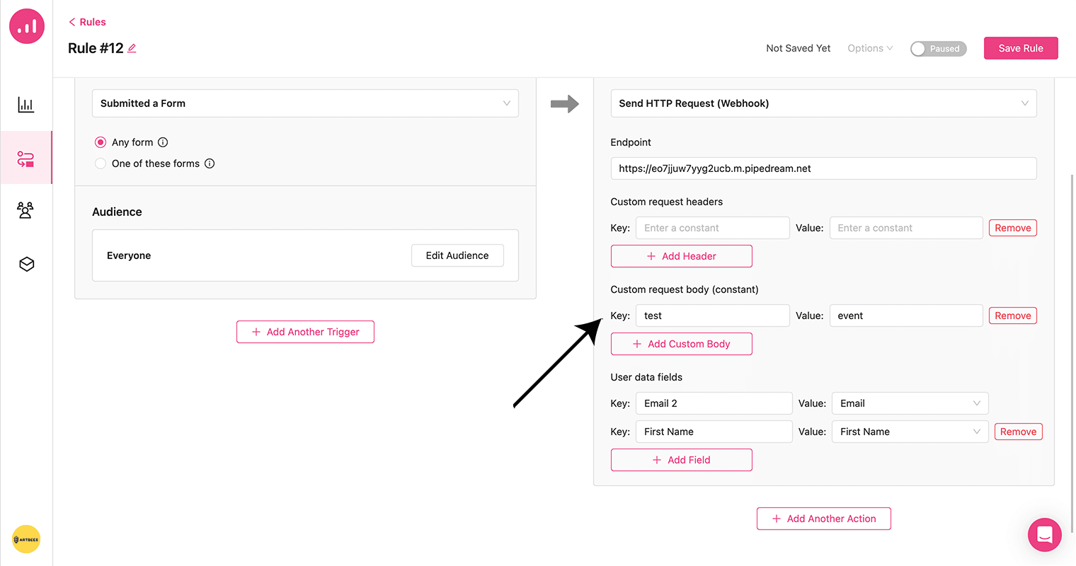 HTTP-Anfrage-Webhook senden