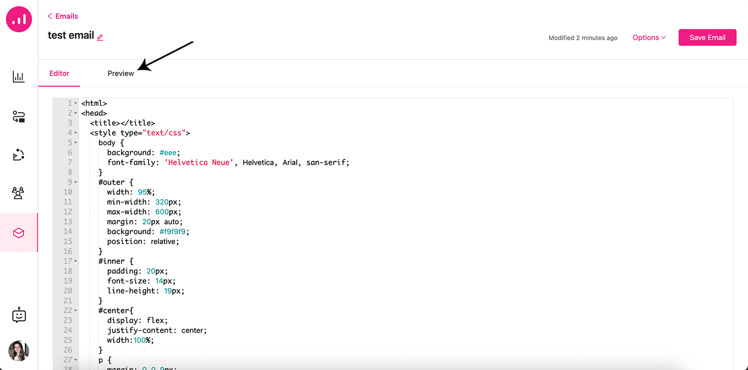 ตัวอย่างโปรแกรมแก้ไข HTML ของอีเมล Growmatik