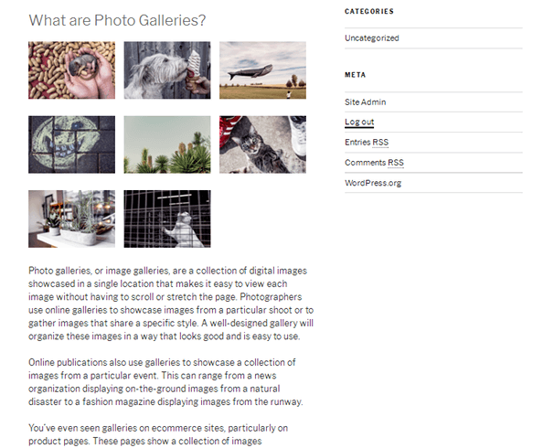 Galerie de photos - Frontend