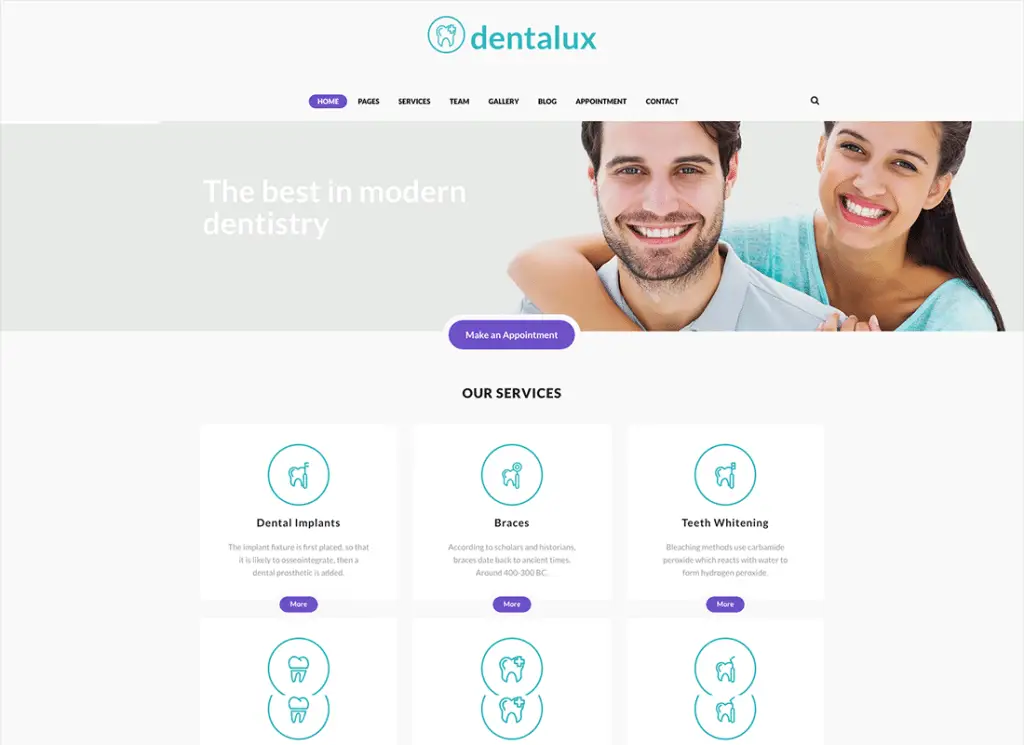Dentalux - Thème WordPress pour dentiste médical et médecin de la santé