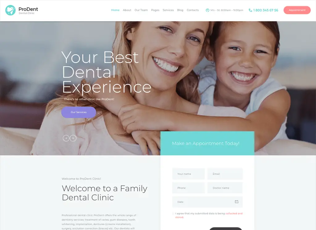 ProDent - Thème WordPress pour clinique dentaire et médecin de la santé