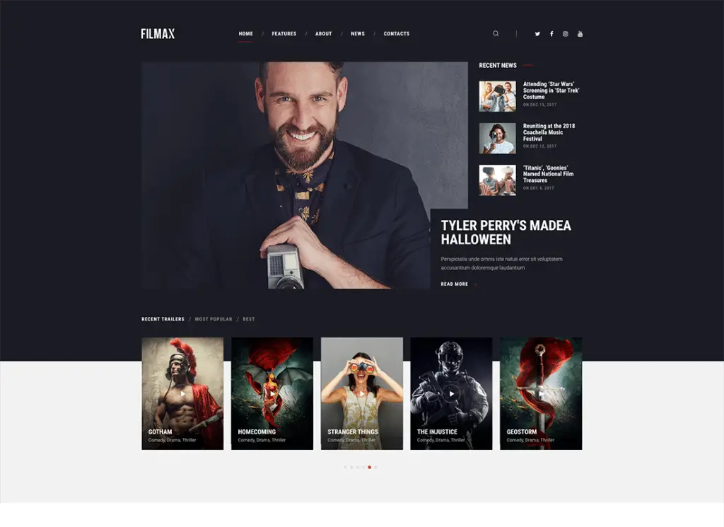 Filmax - Тема WordPress для журнала новостей кино и кино