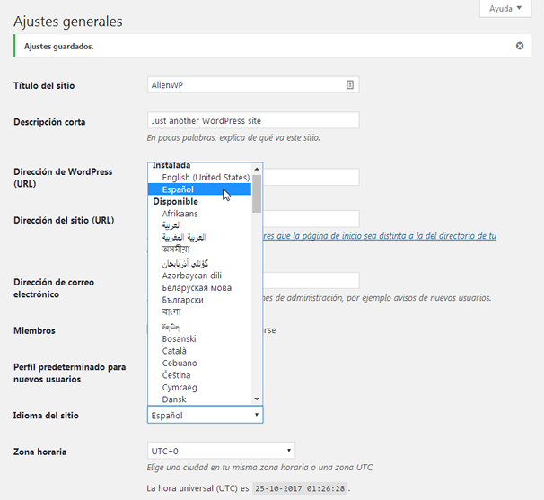 WordPress în spaniolă
