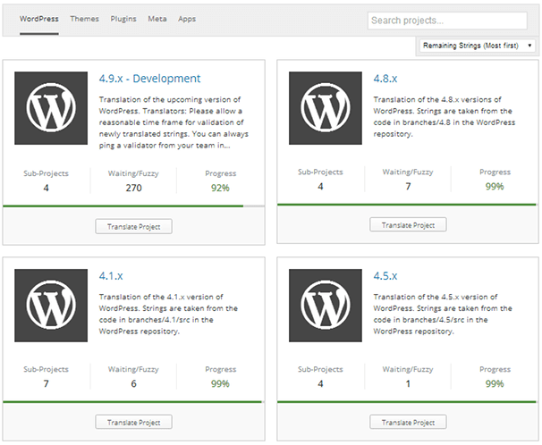 Progresul traducerii de bază WordPress