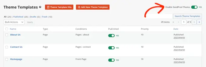 Włączanie zestawu szablonów w WordPress Enabling a template kit in WordPress