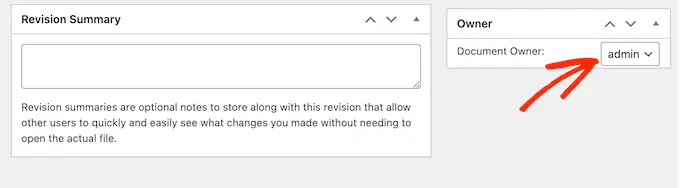 WordPress 管理エリアでのドキュメント所有者の変更
