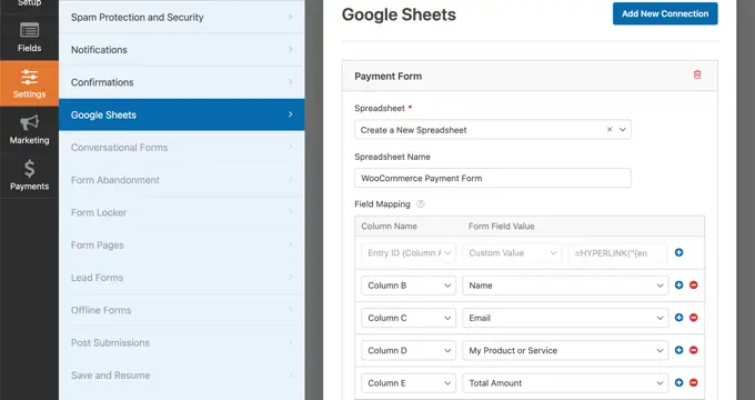 WPFormsのGoogleスプレッドシートアドオンの使用