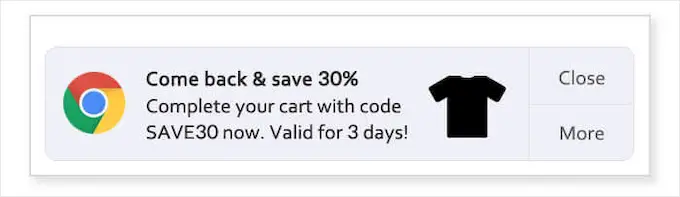 プッシュ通知の放棄されたカートの例 Push notification abandoned cart example
