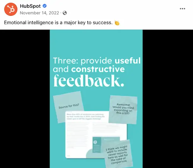 Idei de postări de afaceri pe Facebook: HubSpot
