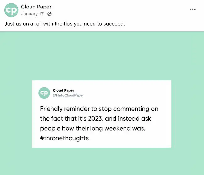 Idei de postări pe Facebook: Cloud Paper