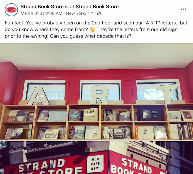 Idei de postări pe Facebook: Librăria Strand