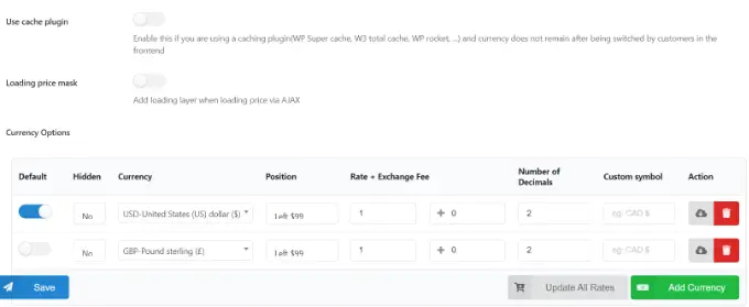 Para birimi ekle Add currencies