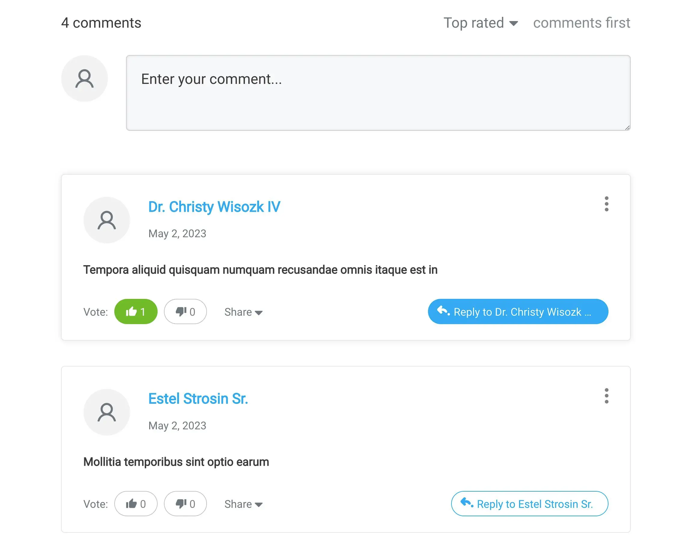 Thrive Comments revizuirea interfeței.