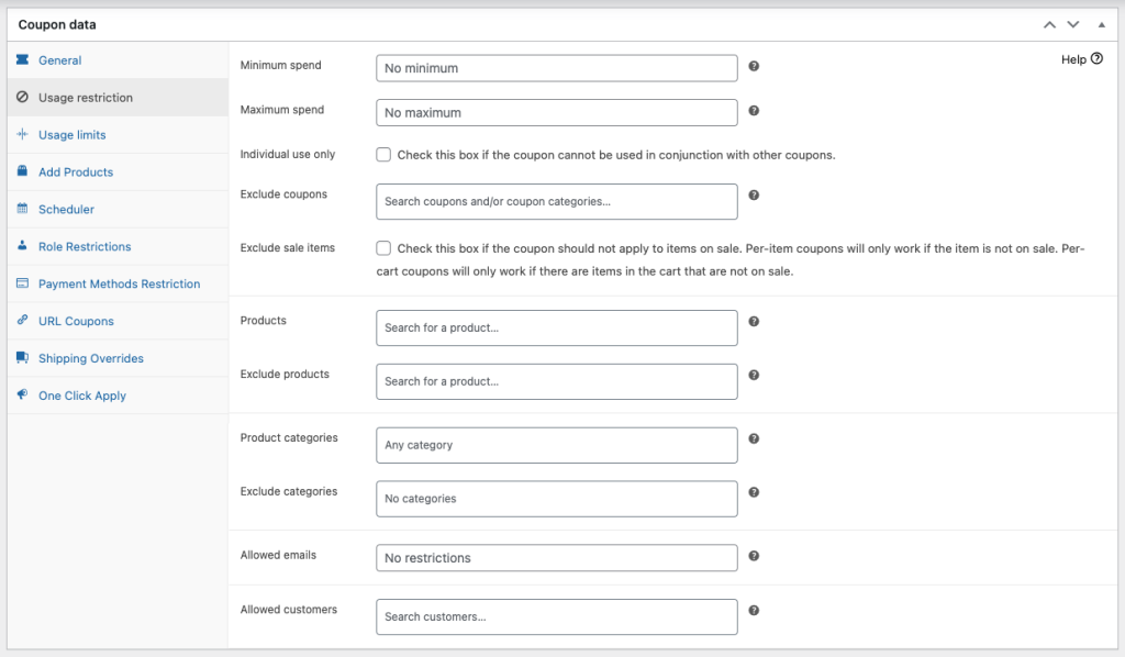 Usage Restriction Settings