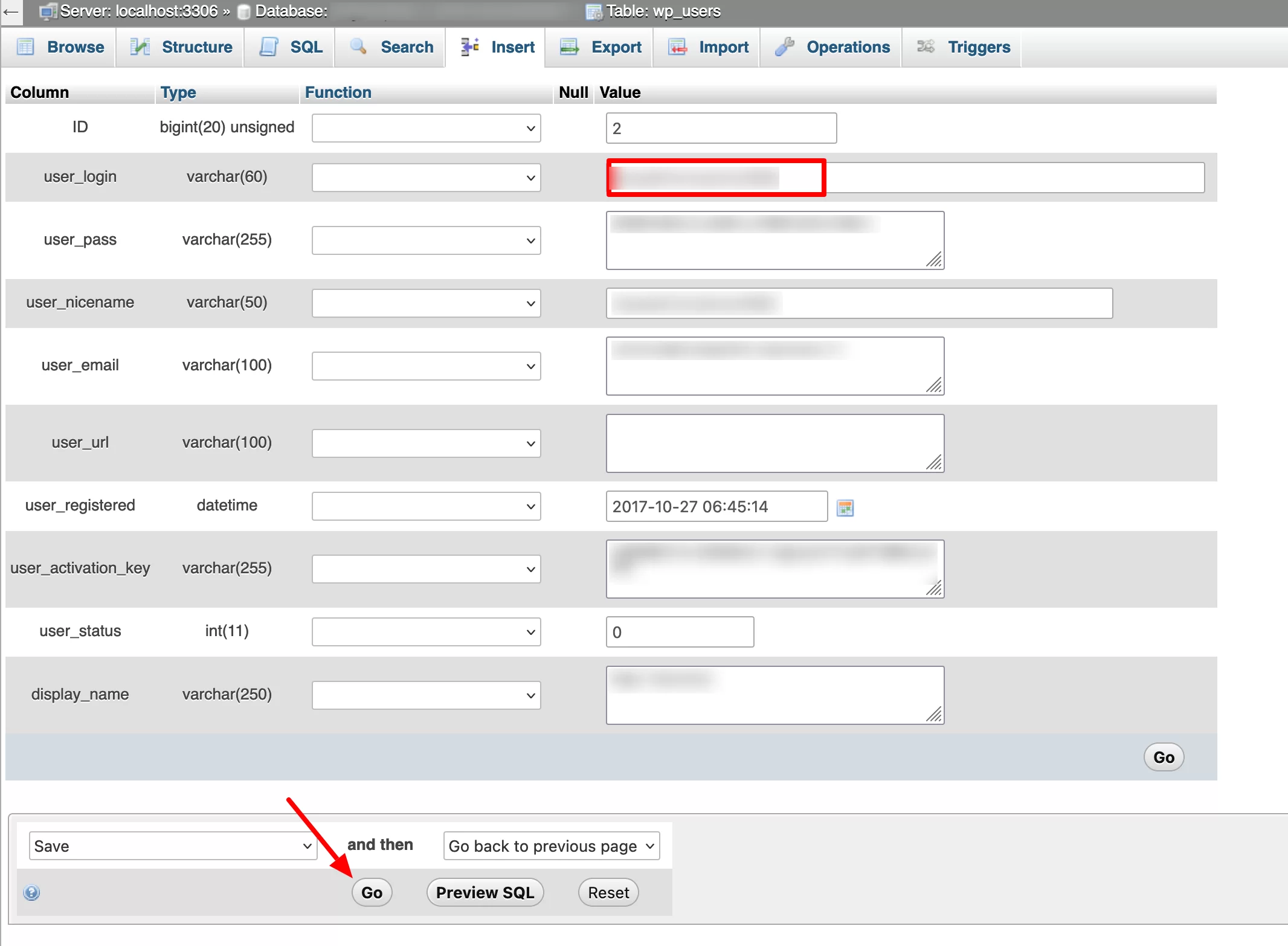 تغيير اسم مستخدم في قاعدة بيانات WordPress ، عبر phpMyAdmin.