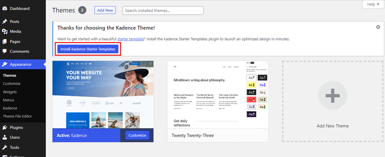 Установите стартовые шаблоны Kadence - обзор темы Kadence