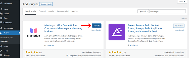 تفعيل Masteriyo Plugin