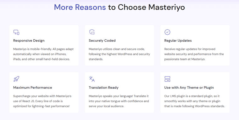 ميزات Masteriyo الأخرى - مراجعة Masteriyo