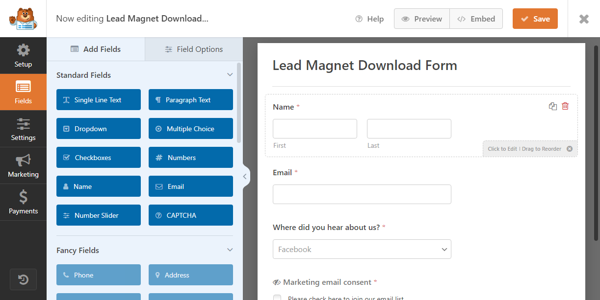 wpforms 表单生成器