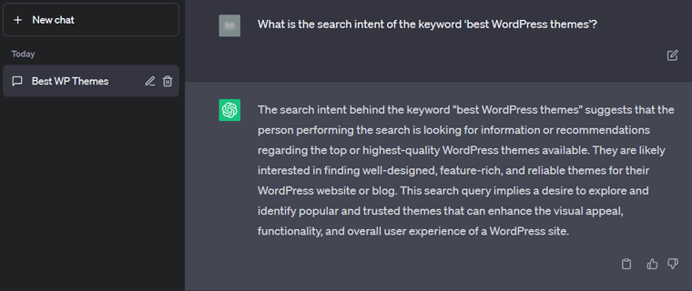 ChatGPT での SEO の検索意図