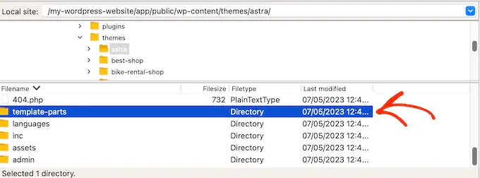 การแก้ไขส่วนเทมเพลตในธีม WordPress โดยใช้ไคลเอนต์ FTP Editing template parts in a WordPress theme using an FTP client