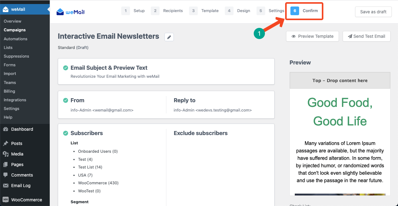 Preparare il modello di newsletter per l'invio tramite e-mail