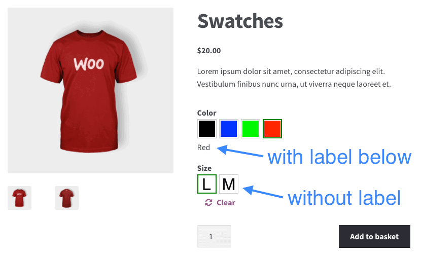 WooCommerce รูปแบบ Swatches