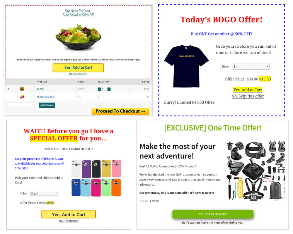 Collage de diferentes tipos de ofertas de Smart Offers