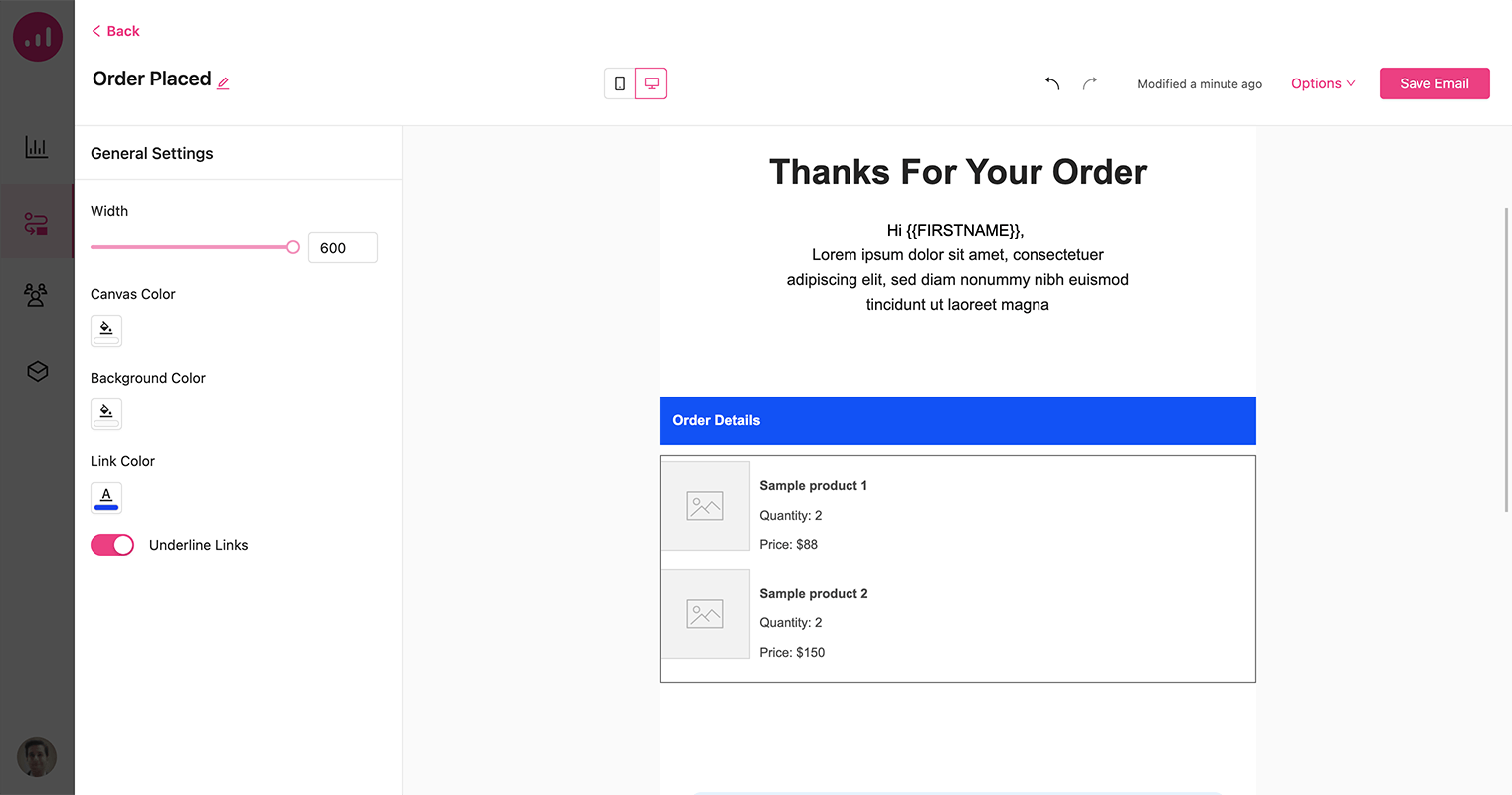 Siparişle verilen e-posta-tasarım-shopify-entegrasyonu