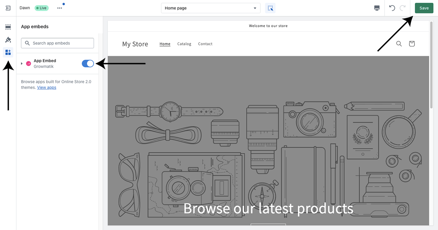 App-embed-Growmatik-shopify-บูรณาการ