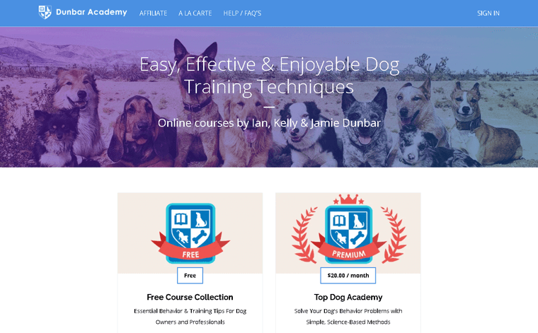 Website zur Mitgliedschaft der Dunbar Academy